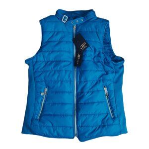 Vest JP USA Women's Size Medium Dark Turquoise Blue Puffer Fleece Zip Pockets